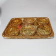 Elegant Gold-Plated Metal Dry Fruit Tray with 6 Decorative Bowls - Bakeyy.com - India - Elegant Gold-Plated Metal Dry Fruit Tray with 6 Decorative Bowls - Default Title
