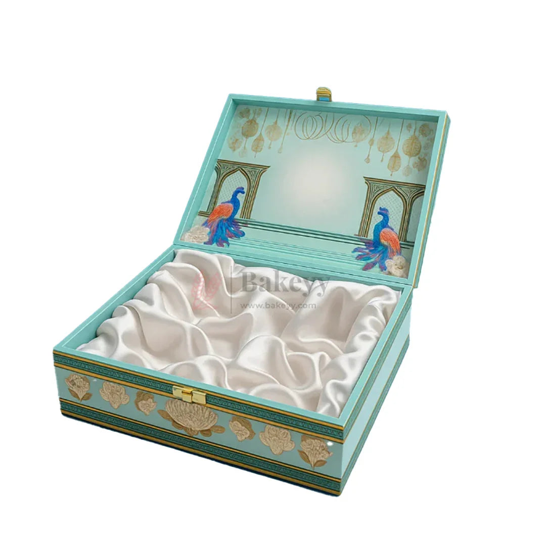 MDF 4 Cavity Royal Peacock Square Gift Box | Pack of 1 - Bakeyy.com - India - MDF 4 Cavity Royal Peacock Square Gift Box | Pack of 1 - Default Title