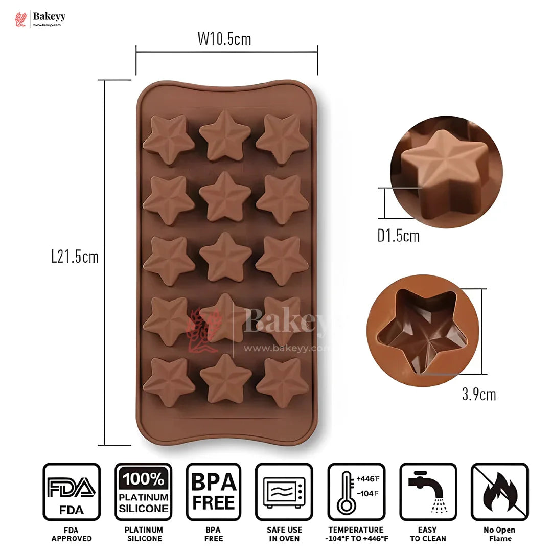 Silicone Star Shape Chocolate Mould – 15 Cavity Tray for Baking & DIY Treats| 1 Piece