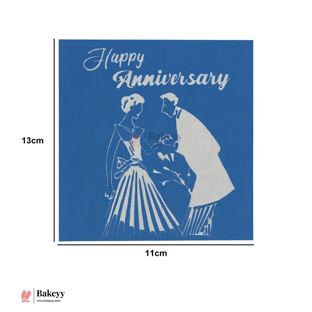 Happy Anniversary" Mesh Stencil – Vintage Couple Design | 13x11cm