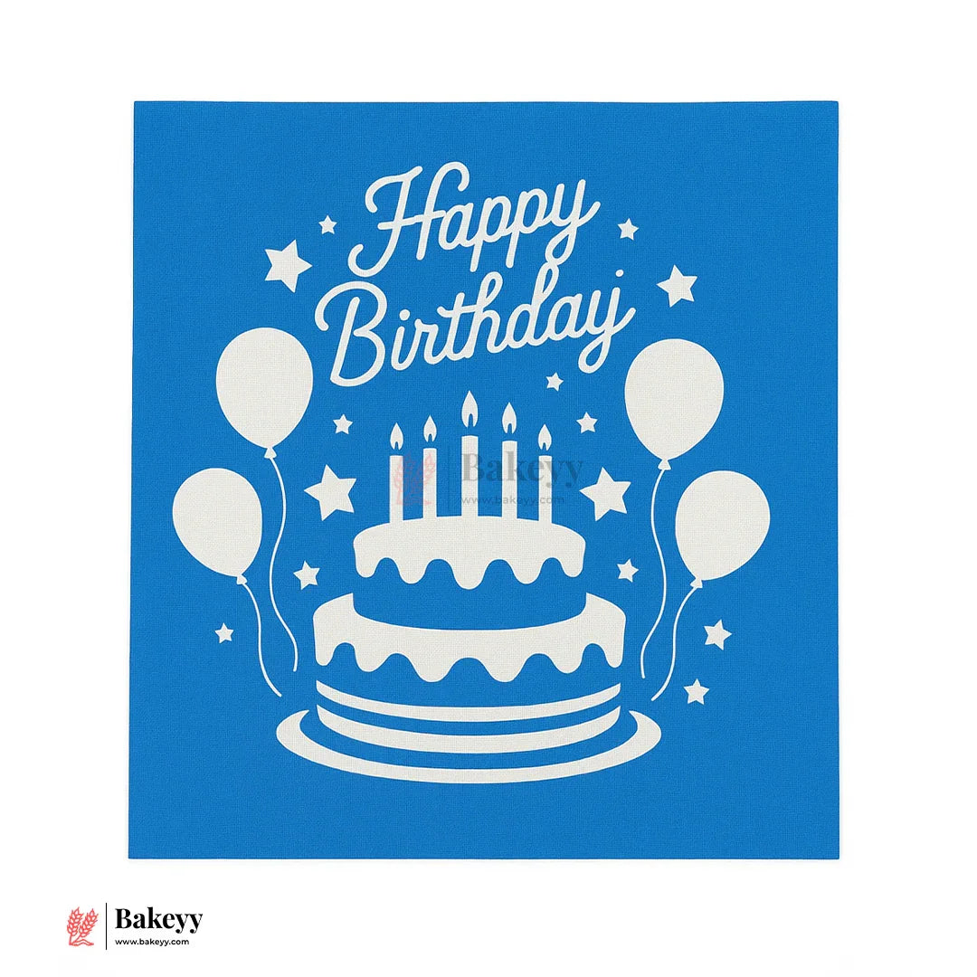 Happy Birthday Printed Mesh Stencil Sheet – Cake & Balloon Design | 13x11cm
