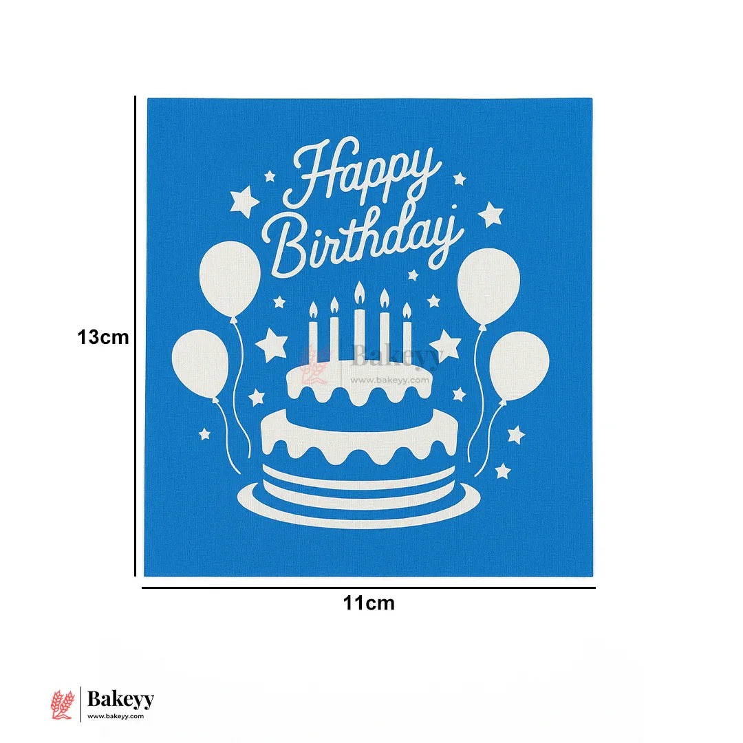 Happy Birthday Printed Mesh Stencil Sheet – Cake & Balloon Design | 13x11cm