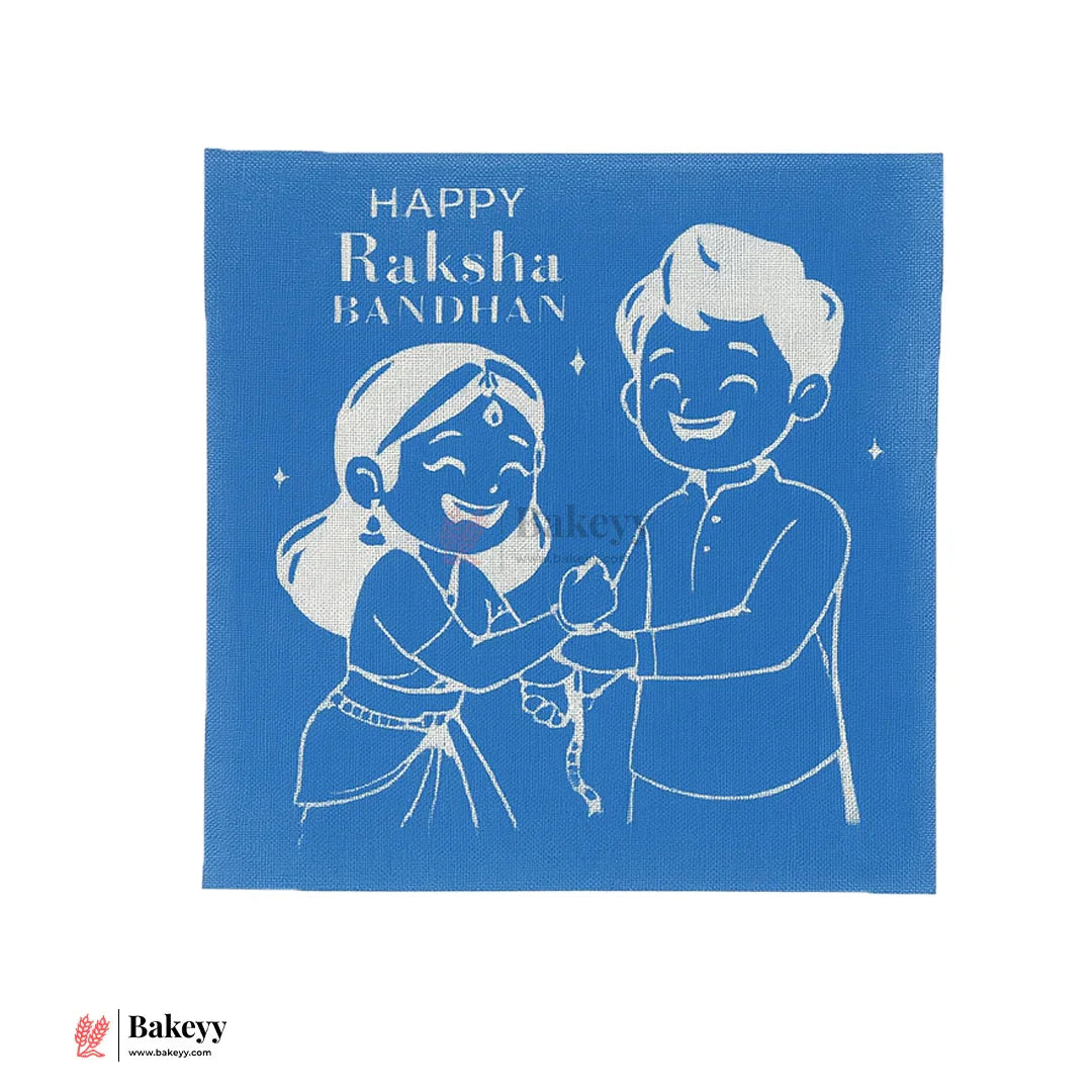 HAPPY RAKSHA BANDHAN Printed Mesh Stencil Sheet – Cake & Balloon Design | 12x11cm