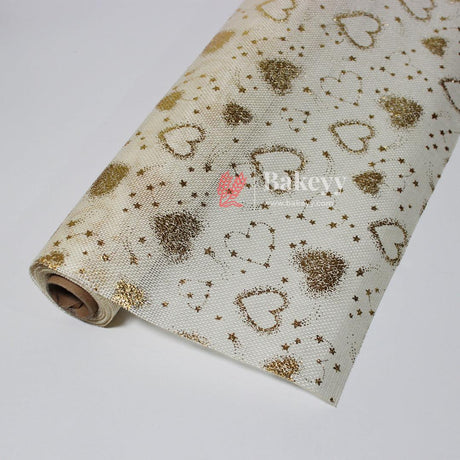 2.7 Mtrs Gold Glitter Heart and Star Mesh Fabric Roll – Perfect for Decorations and Crafts | Jute Net | - Bakeyy.com - India - 2.7 Mtrs Gold Glitter Heart and Star Mesh Fabric Roll – Perfect for Decorations and Crafts | Jute Net | - Default Title