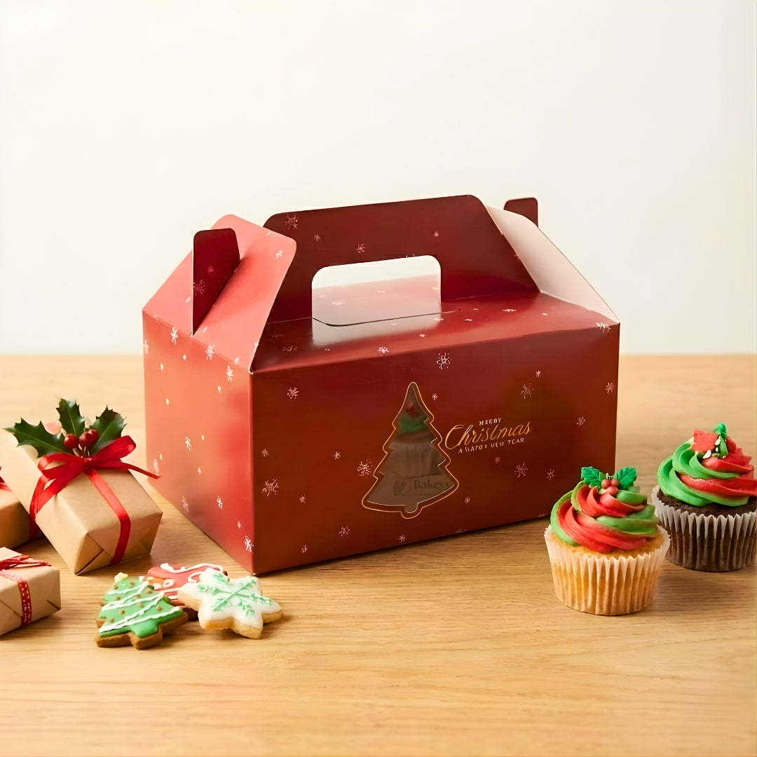 Christmas Hamper Box with Handle | Festive Gifting Box | Premium Holiday Packaging | Pack of 25