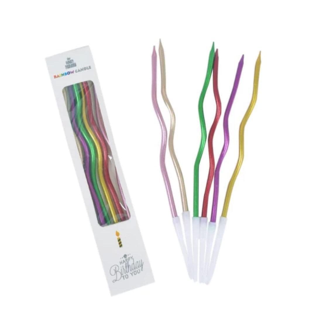 Twisty Metallic Spiral Candles Multicolored | 12 pcs | For Birthday, Baby Shower, Wedding Party & Cake Decoration - Bakeyy.com - India - Twisty Metallic Spiral Candles Multicolored | 12 pcs | For Birthday, Baby Shower, Wedding Party & Cake Decoration - Default Title