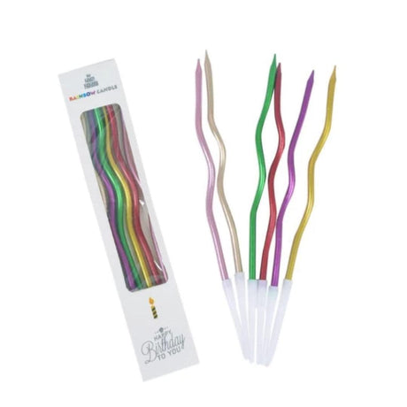 Twisty Metallic Spiral Candles Multicolored | 12 pcs | For Birthday, Baby Shower, Wedding Party & Cake Decoration - Bakeyy.com - India - Twisty Metallic Spiral Candles Multicolored | 12 pcs | For Birthday, Baby Shower, Wedding Party & Cake Decoration - Default Title