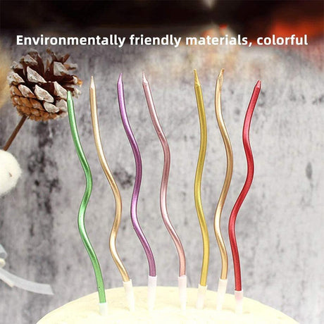 Twisty Metallic Spiral Candles Multicolored | 12 pcs | For Birthday, Baby Shower, Wedding Party & Cake Decoration - Bakeyy.com - India - Twisty Metallic Spiral Candles Multicolored | 12 pcs | For Birthday, Baby Shower, Wedding Party & Cake Decoration - Default Title