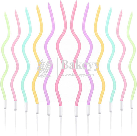 Twisty Metallic Spiral Candles Pastel Colours | 10 pcs | For Birthday, Baby Shower, Wedding Party & Cake Decoration - Bakeyy.com - India - Twisty Metallic Spiral Candles Pastel Colours | 10 pcs | For Birthday, Baby Shower, Wedding Party & Cake Decoration - Default Title