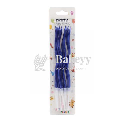 Twisty Metallic Spiral Candles Royal Blue | 12 pcs | For Birthday, Baby Shower, Wedding Party & Cake Decoration - Bakeyy.com - India - Twisty Metallic Spiral Candles Royal Blue | 12 pcs | For Birthday, Baby Shower, Wedding Party & Cake Decoration - Default Title