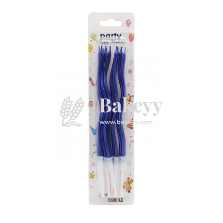 Twisty Metallic Spiral Candles Royal Blue | 12 pcs | For Birthday, Baby Shower, Wedding Party & Cake Decoration - Bakeyy.com - India - Twisty Metallic Spiral Candles Royal Blue | 12 pcs | For Birthday, Baby Shower, Wedding Party & Cake Decoration - Default Title