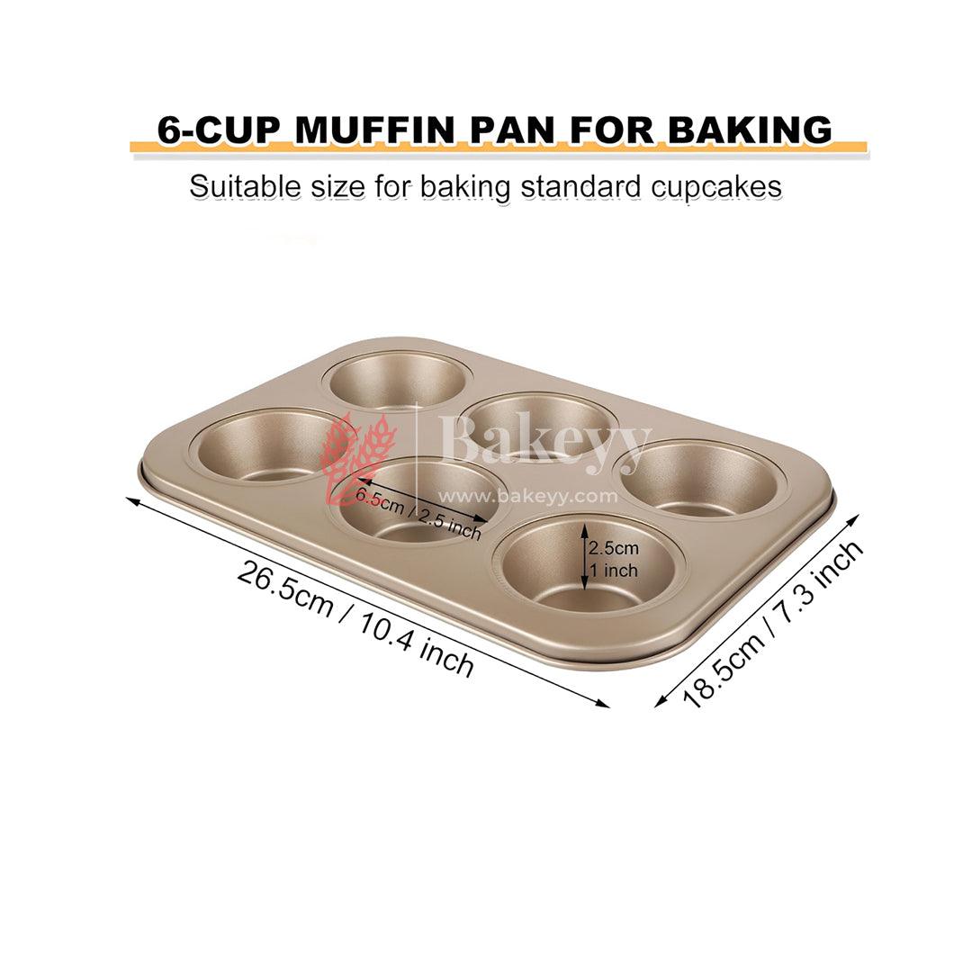 6 Slot Tray Cup Muffin Pan Tins Mould | Baking Cupcake | Non-Stick Mould | Reusable Tray Pan Mould | Non-Stick (Chrome Gold) - Bakeyy.com - India - 6 Slot Tray Cup Muffin Pan Tins Mould | Baking Cupcake | Non-Stick Mould | Reusable Tray Pan Mould | Non-Stick (Chrome Gold) - Default Title
