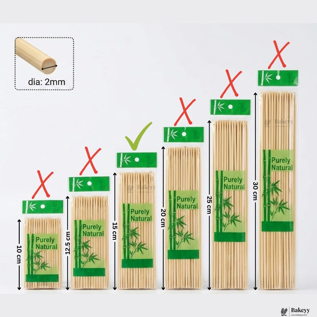 2 mm | Bamboo Skewers | Wooden Skewer | Wooden Stick | Pack of 60