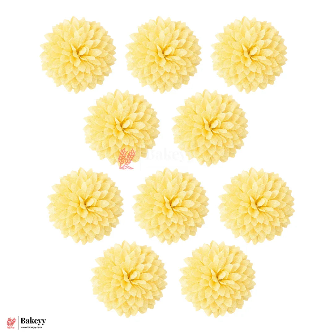8cm Artificial Butter Yellow Dahlia Flower  | With Out Stem |Pack of 10