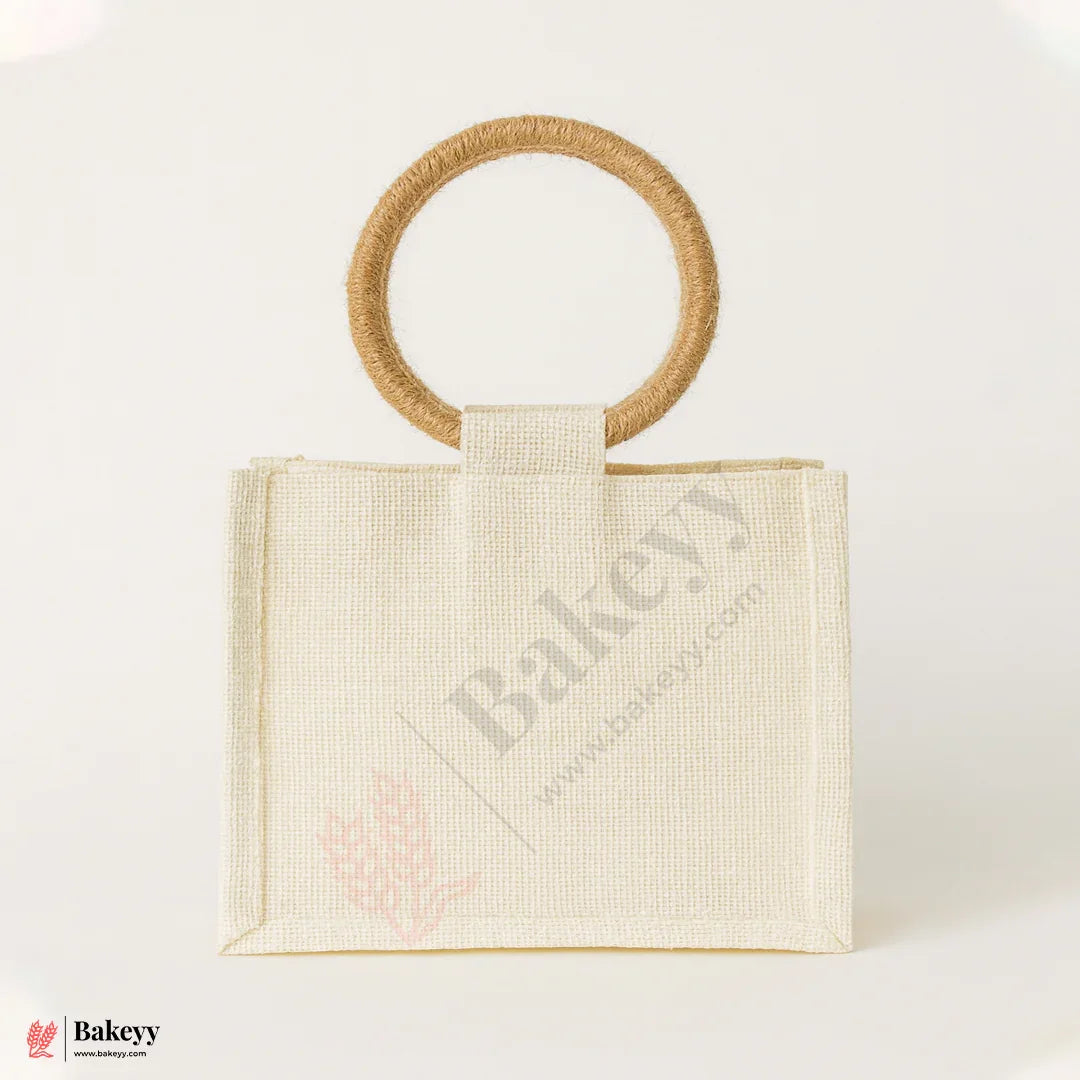 8x6x4 Inch Premium 2 Jar Jute Gift Bag with Transparent Window & Floral Accent – Pack Of 1