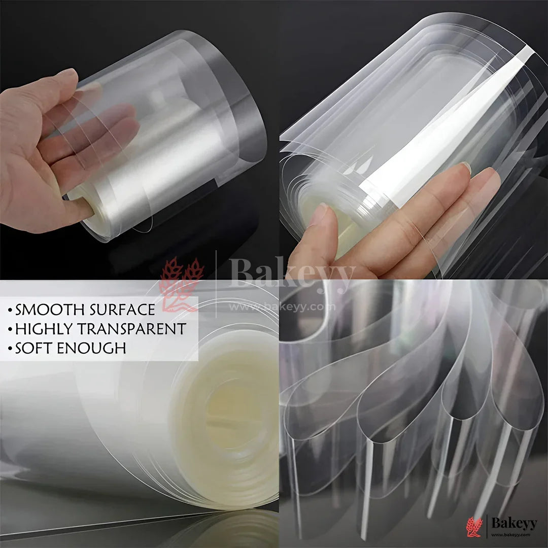Transparent Cake Collars Roll – 8cm (3.5 inch) Acetate Film for Cake Decoration & Dessert Layering| 10 Meter Roll