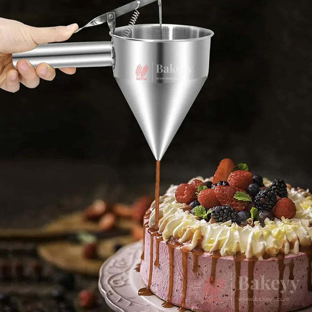 Pancake Batter Dispenser, Stainless Steel Funnel Dispenser, Octopus Balls Tools, Stainless Steel Piston Funnel, Baking Funnel with Handle & Rack, Dispenser Funnel for Baking Waffles, Crepes, Cupcakes - Bakeyy.com - India - Pancake Batter Dispenser, Stainless Steel Funnel Dispenser, Octopus Balls Tools, Stainless Steel Piston Funnel, Baking Funnel with Handle & Rack, Dispenser Funnel for Baking Waffles, Crepes, Cupcakes - Default Title