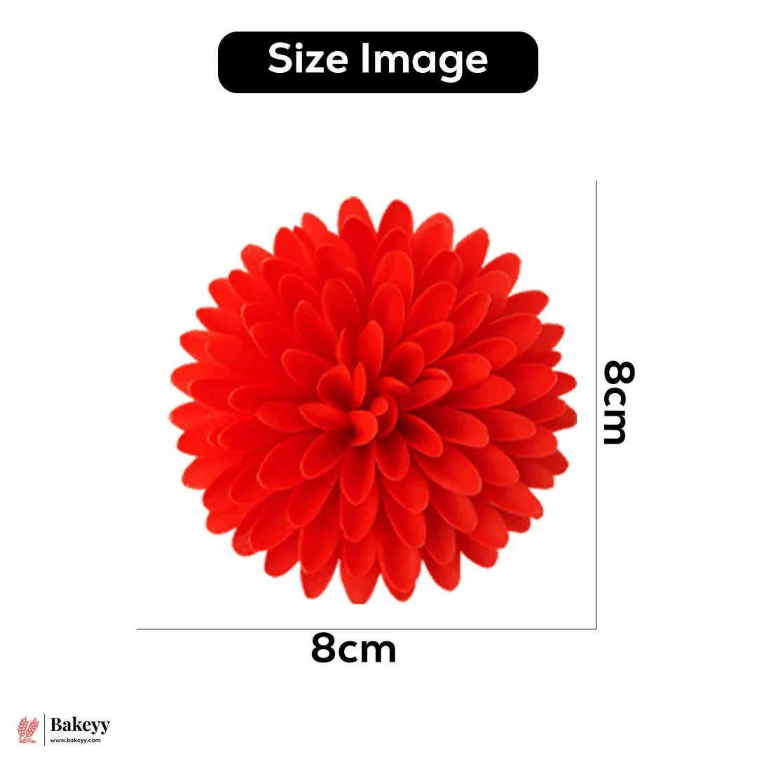 8cm Artificial Red Dahlia Flower  | With Out Stem |Pack of 10