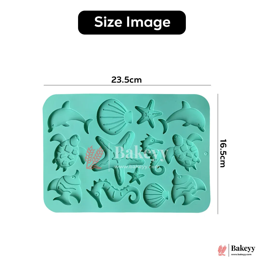 Ocean Theme Silicone Mold | Sea Animal Fondant Mold for Cake Decorating, Chocolate, Resin & Clay Crafts - Bakeyy.com - India - Ocean Theme Silicone Mold | Sea Animal Fondant Mold for Cake Decorating, Chocolate, Resin & Clay Crafts - Default Title