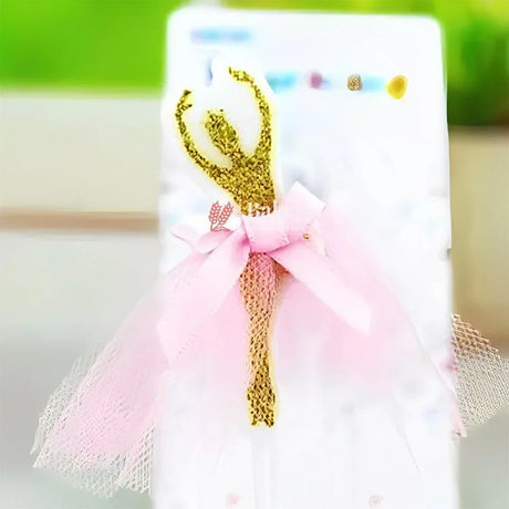 Elegant Ballerina Cake Candle Topper | Gold & Pink Design| (Pack Of 1) - Bakeyy.com - India - Elegant Ballerina Cake Candle Topper | Gold & Pink Design| (Pack Of 1) - Default Title