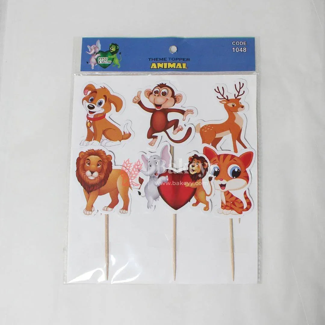 6pcs Animal theme Birthday Cake Topper| Cupcake Toppers| Bday Decorations Items - Bakeyy.com - India - 6pcs Animal theme Birthday Cake Topper| Cupcake Toppers| Bday Decorations Items - Default Title