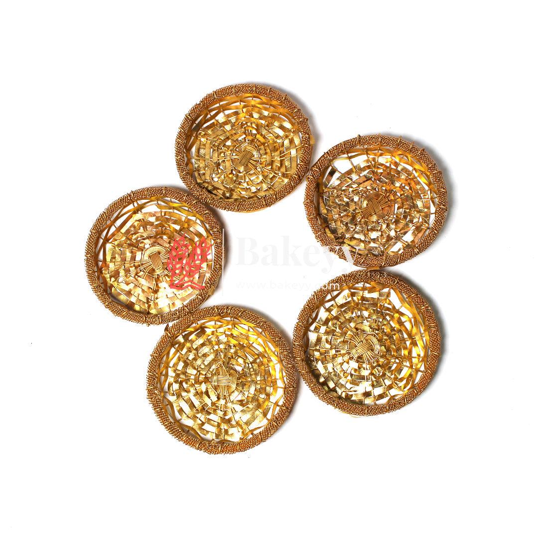 Luxurious Gold-Plated Metal Dry Fruit Round Tray With 5 Decorative Bowls - Bakeyy.com - India - Luxurious Gold-Plated Metal Dry Fruit Round Tray With 5 Decorative Bowls - Default Title
