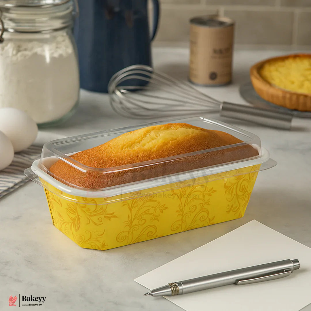 250g Premium Yellow Floral Bake & Serve Tray with Lid | Pack Of 50