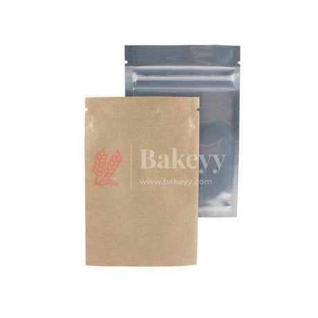 1Kg|26x18Cm| Premium Stand-Up Kraft Pouch With Full Window | Resealable, Durable & Food-Safe Packaging - Bakeyy.com - India - 1Kg|26x18Cm| Premium Stand-Up Kraft Pouch With Full Window | Resealable, Durable & Food-Safe Packaging - Pack Of 100