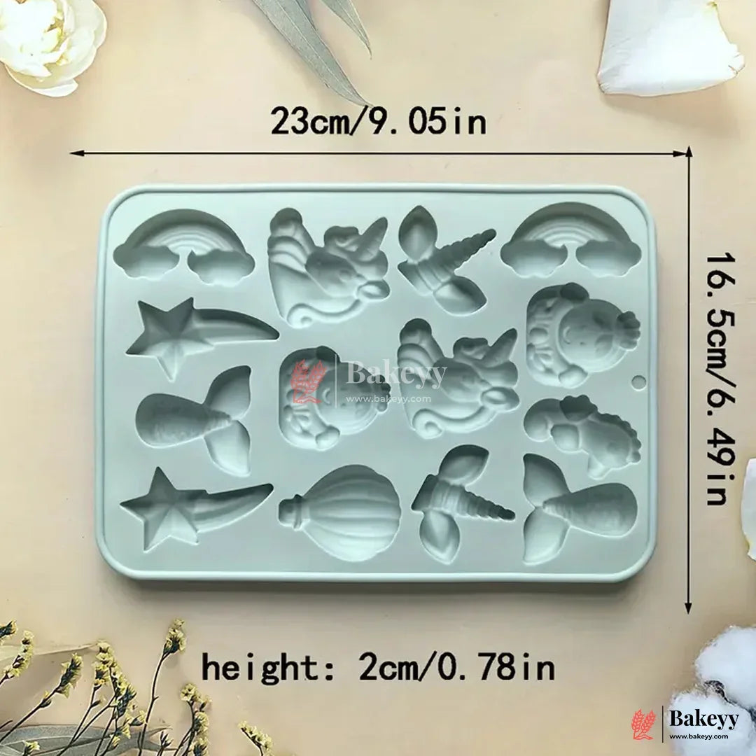 Unicorn & Mermaid Silicone Mold | 3D Cartoon Fantasy Theme for Cake Decorating, Chocolate, Resin | 1 Piece - Bakeyy.com - India - Unicorn & Mermaid Silicone Mold | 3D Cartoon Fantasy Theme for Cake Decorating, Chocolate, Resin | 1 Piece - Default Title