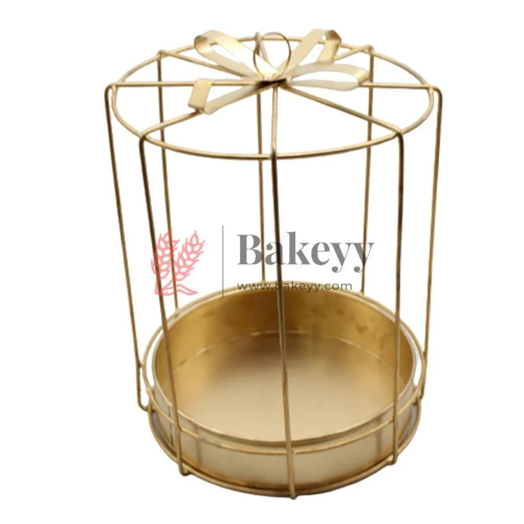 white-round-wedding-hamper-metal-basket-packaging-or-home-decor-or-return-gift-or-gifting-or-packing-tray-bakeyy-com-2 - Bakeyy.com