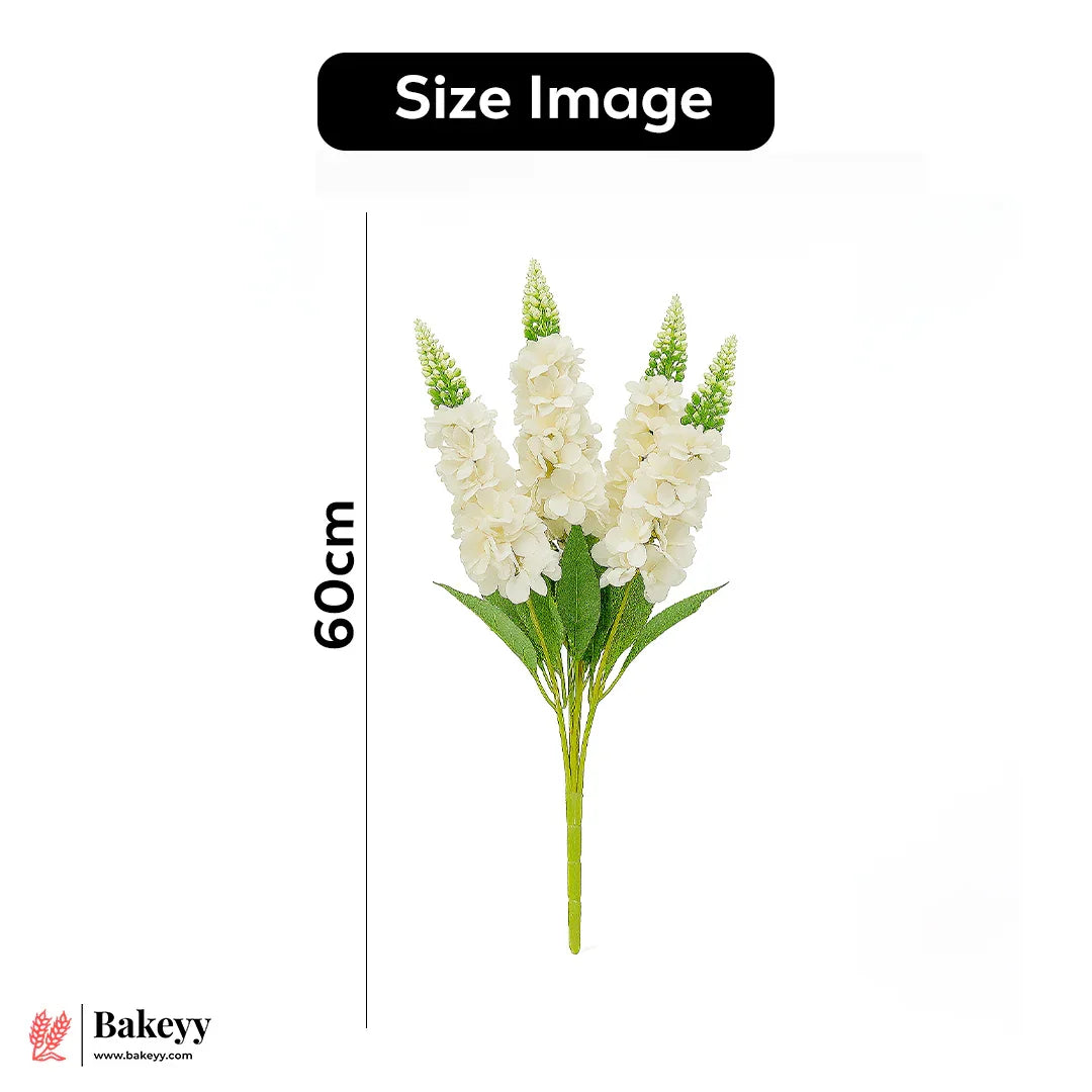 Artificial Delphinium Flower Bunch – 60cm |  White | Decorative Stick for Home & Events | Pack Of 1