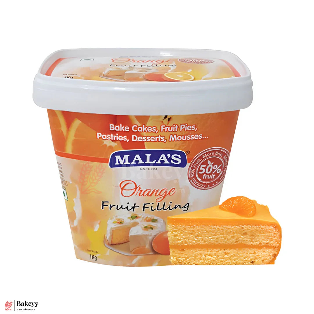 Mala’s Orange Fruit Filling – 1kg | 50% Real Fruit | Dessert & Bakery Use