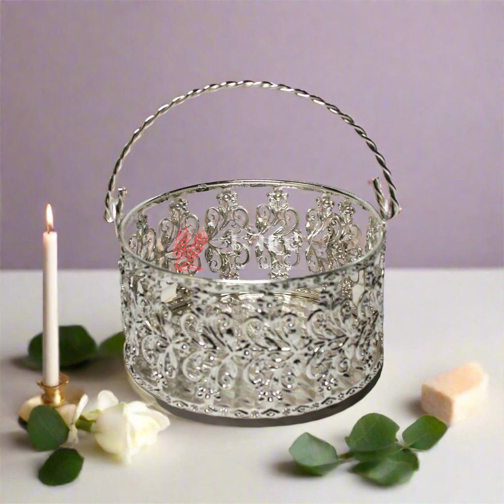 5 inch Royal Silver Metal Basket | Elegant Serving & Gifting Accessory | Gift Baskets For Dry Fruits ,Gift Hampers, Return Gift For Wedding, Anniversary, Birthday, House Warming - Bakeyy.com - India - 5 inch Royal Silver Metal Basket | Elegant Serving & Gifting Accessory | Gift Baskets For Dry Fruits ,Gift Hampers, Return Gift For Wedding, Anniversary, Birthday, House Warming - Default Title