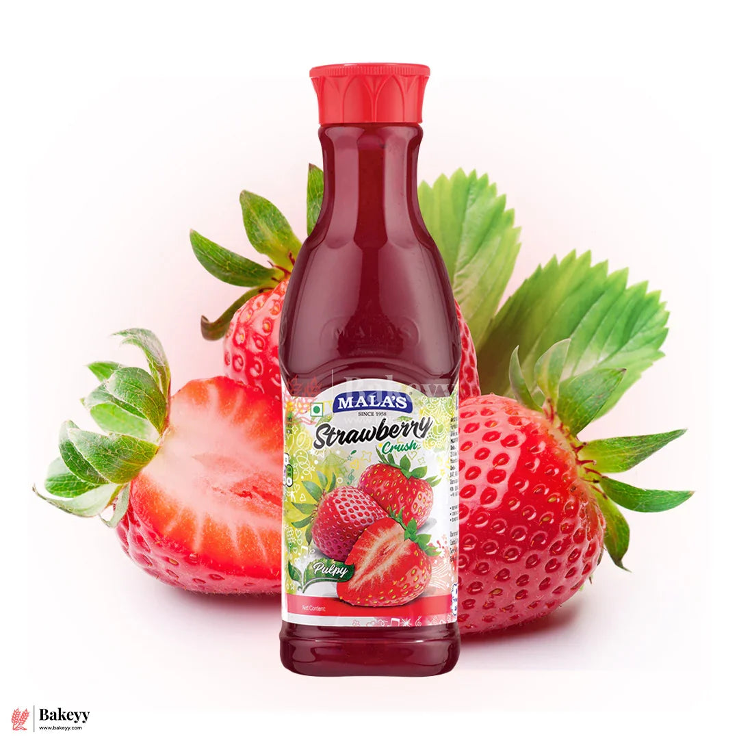 Mala’s Strawberry Fruit Crush – 250ml | Sweet & Tart Flavour for Beverages & Desserts
