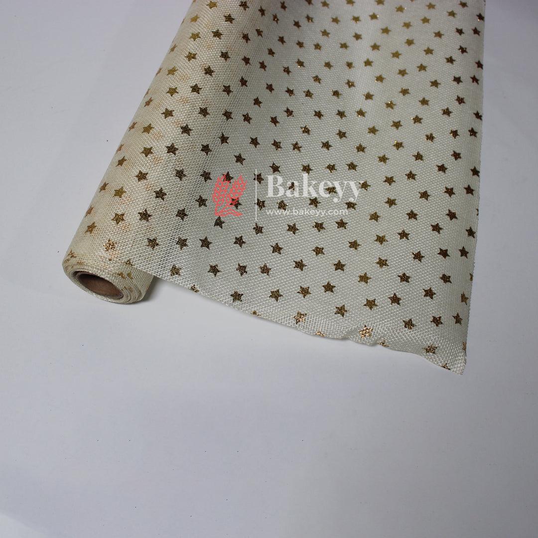 2.7 Mtrs Gold Glitter Star Mesh Fabric Roll – Elegant Material for Crafting and Decoration |Jute Net| - Bakeyy.com - India - 2.7 Mtrs Gold Glitter Star Mesh Fabric Roll – Elegant Material for Crafting and Decoration |Jute Net| - Default Title