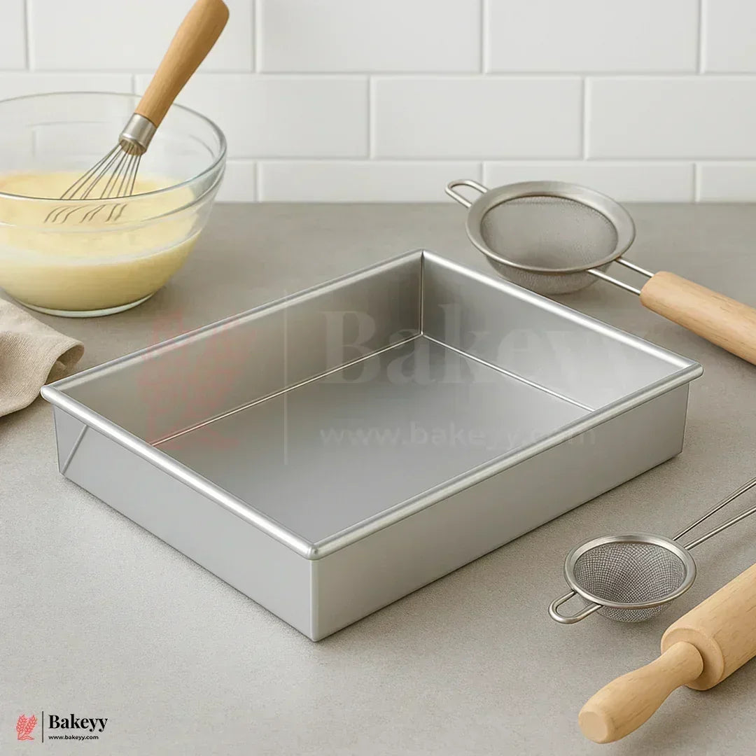 12x10x1" Rectangular Aluminium Cake Mould - Bakeyy.com - India - 12x10x1" Rectangular Aluminium Cake Mould - Default Title