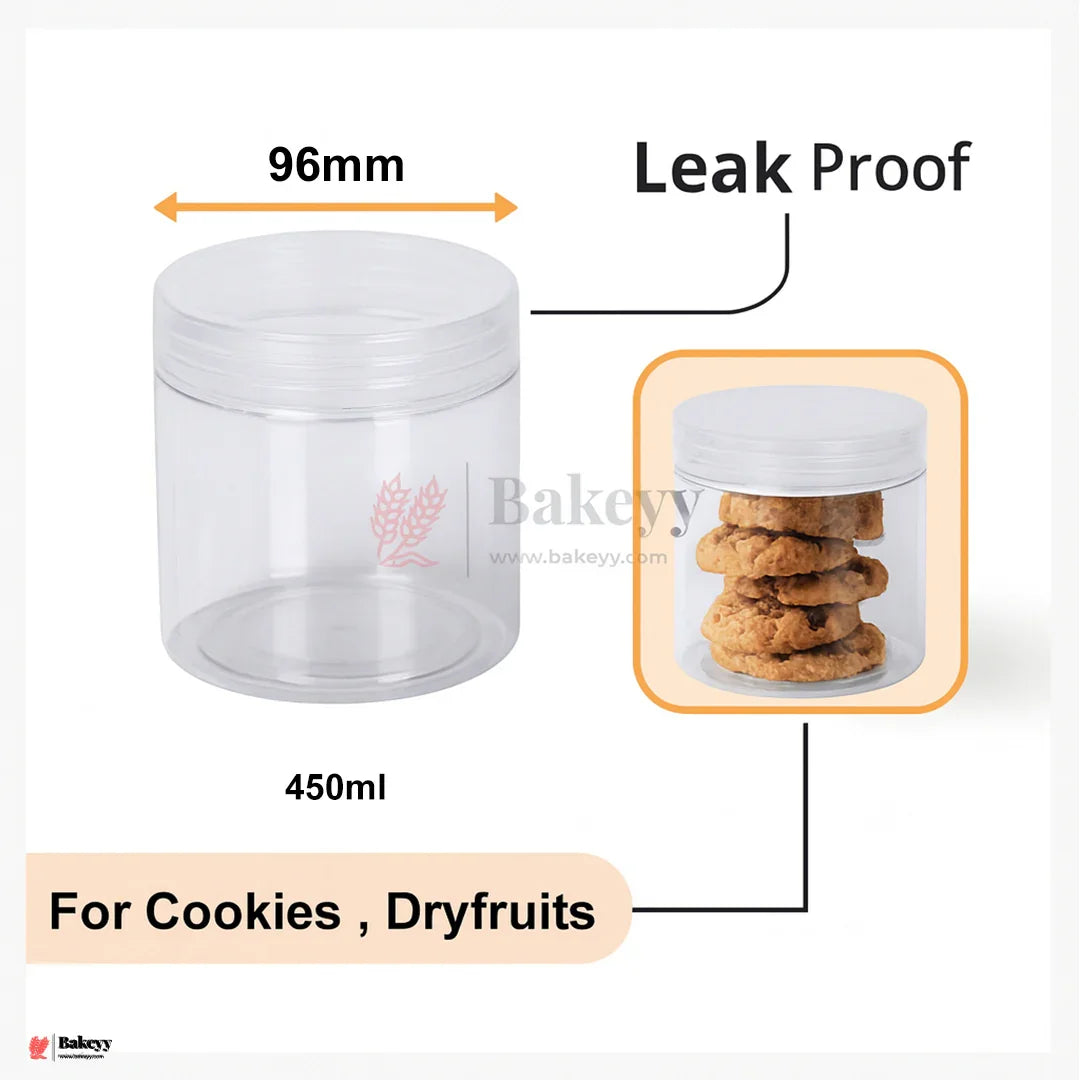 96mm Lid | 450ml Transparent Storage Jar With Transparent Lid | Pack Of 10