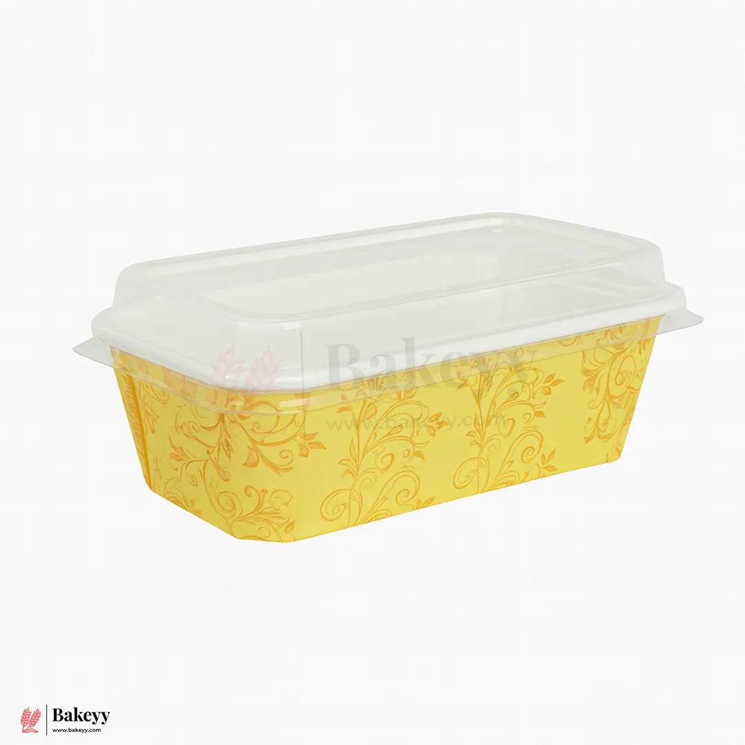 250g Premium Yellow Floral Bake & Serve Tray with Lid | Pack Of 50
