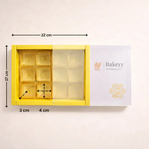 yellowSlidingChocolateBoxwithGoldCavityPremiumRigidGiftBoxforChocolates_2 - Bakeyy.com