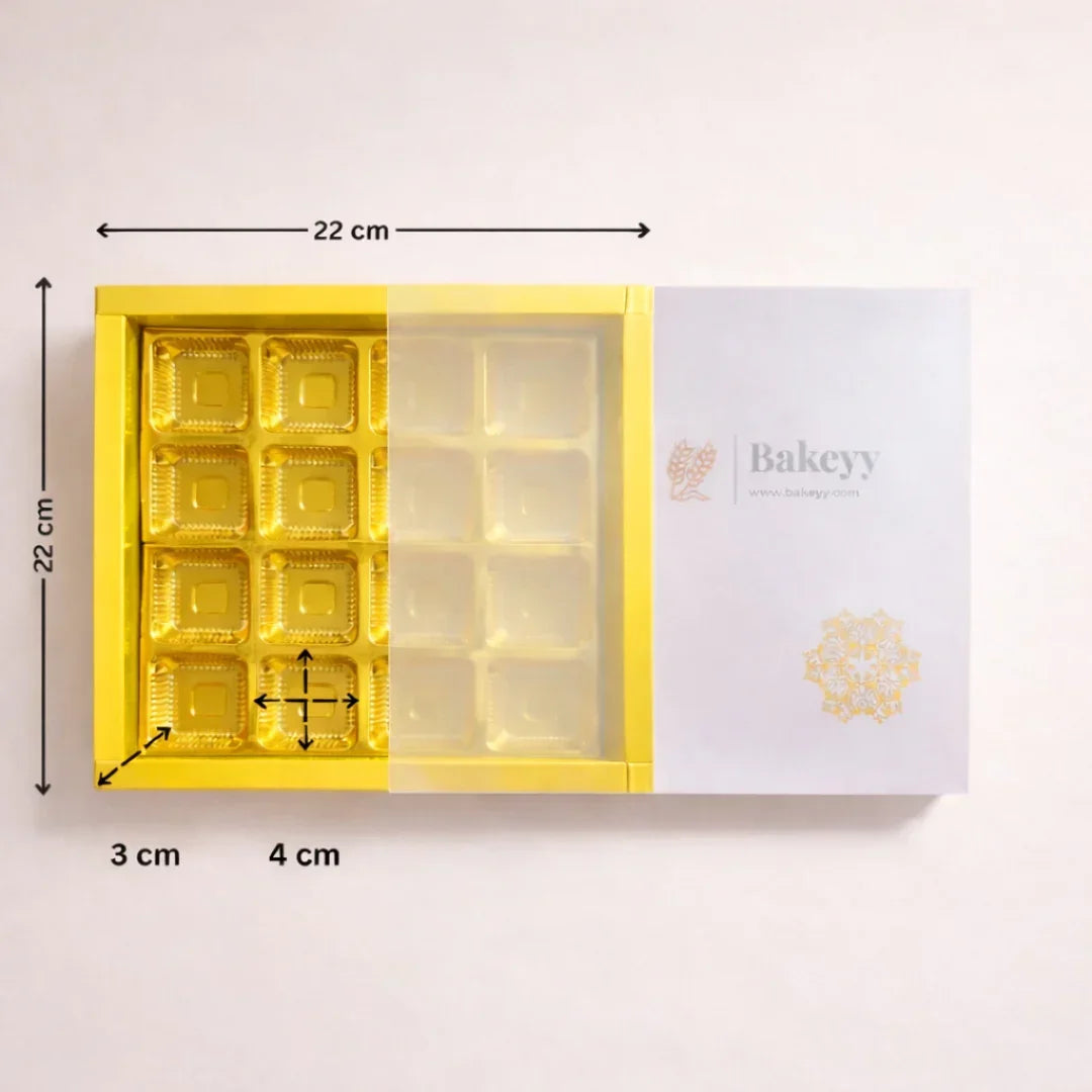 yellowSlidingChocolateBoxwithGoldCavityPremiumRigidGiftBoxforChocolates_3 - Bakeyy.com