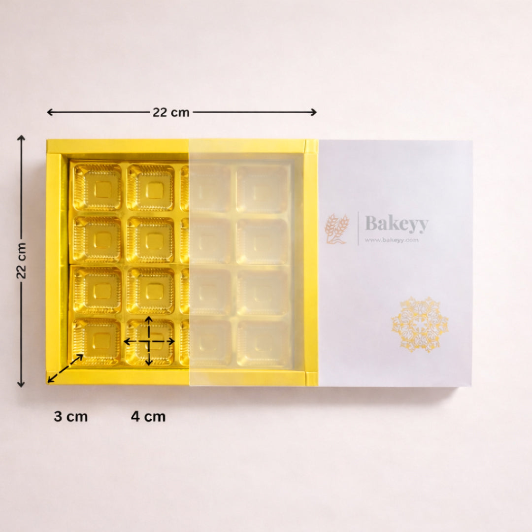 Yellow Sliding Chocolate Box with Gold Cavity | Premium Gift Box for Chocolates | Pack of 10