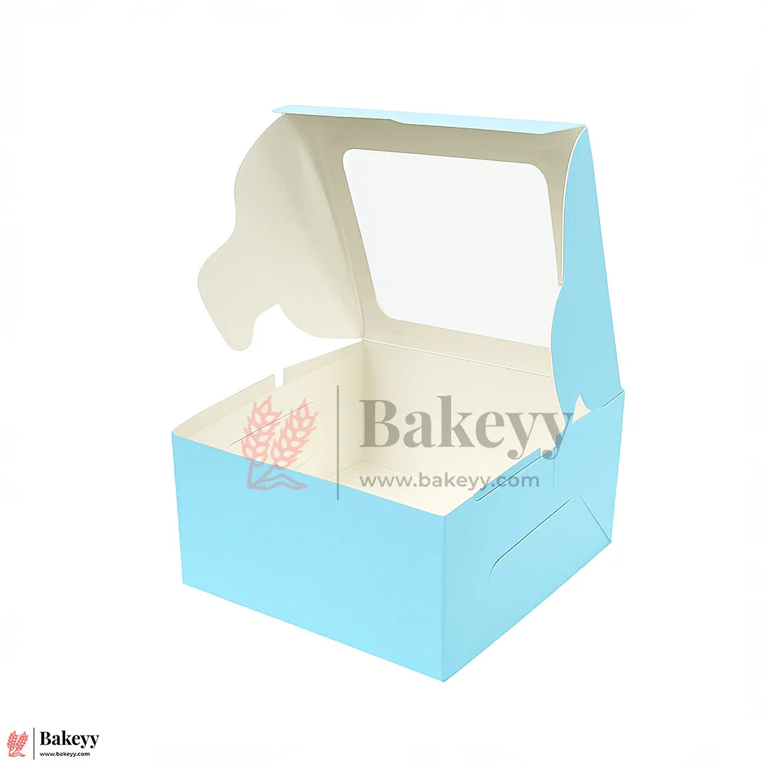 3x3x2 inch | 1 Sky Blue Single Brownie Box with Window | cookie packaging box | cookie box with clear window | Gift box | Pack of 50