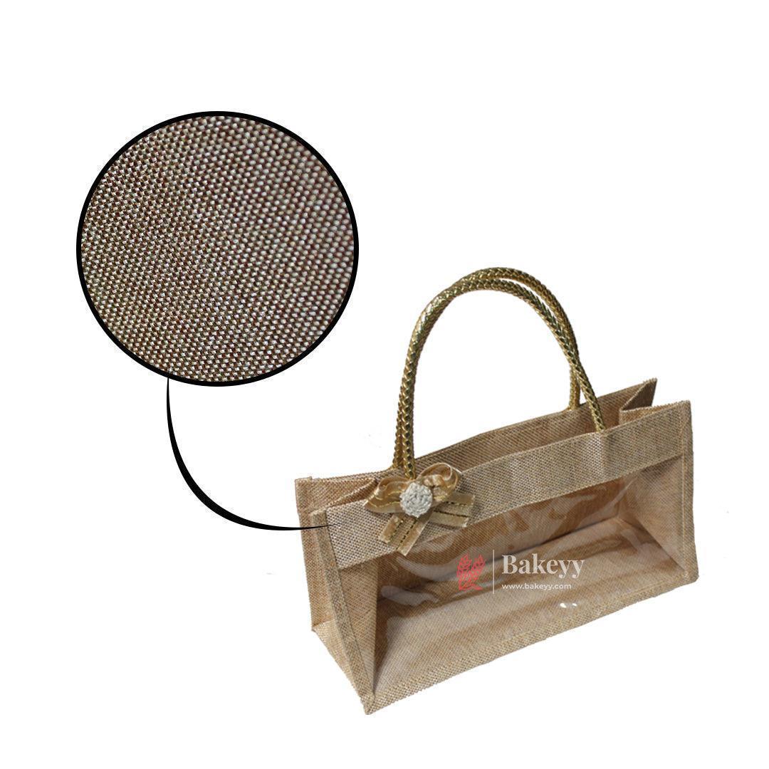 Fancy Jute Bag With Handle | Printed Potli Jute Bag | Window Jute Bag | Gift Return Gifts Bags | - Bakeyy.com - India - Fancy Jute Bag With Handle | Printed Potli Jute Bag | Window Jute Bag | Gift Return Gifts Bags | - Default Title