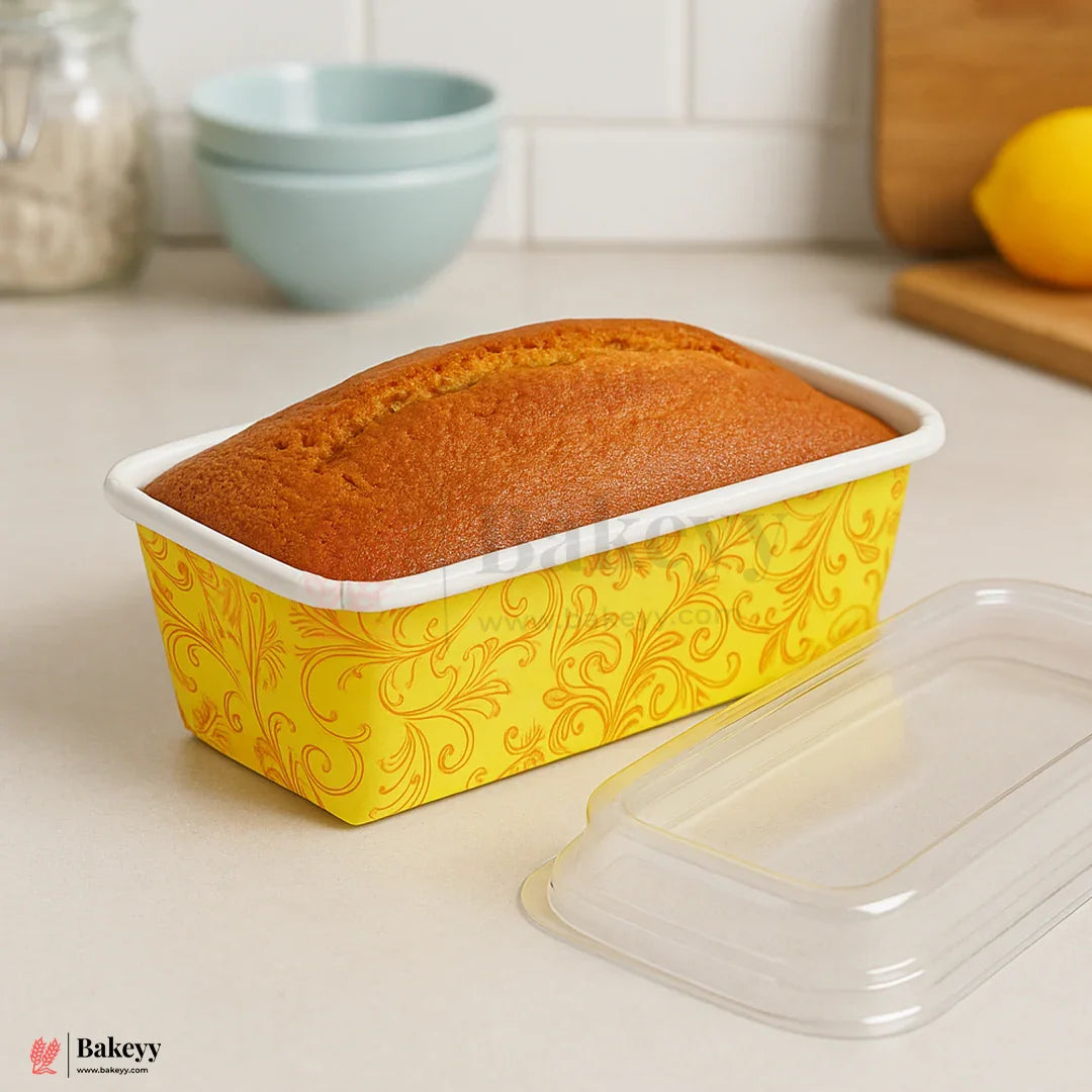 250g Premium Yellow Floral Bake & Serve Tray with Lid | Pack Of 50