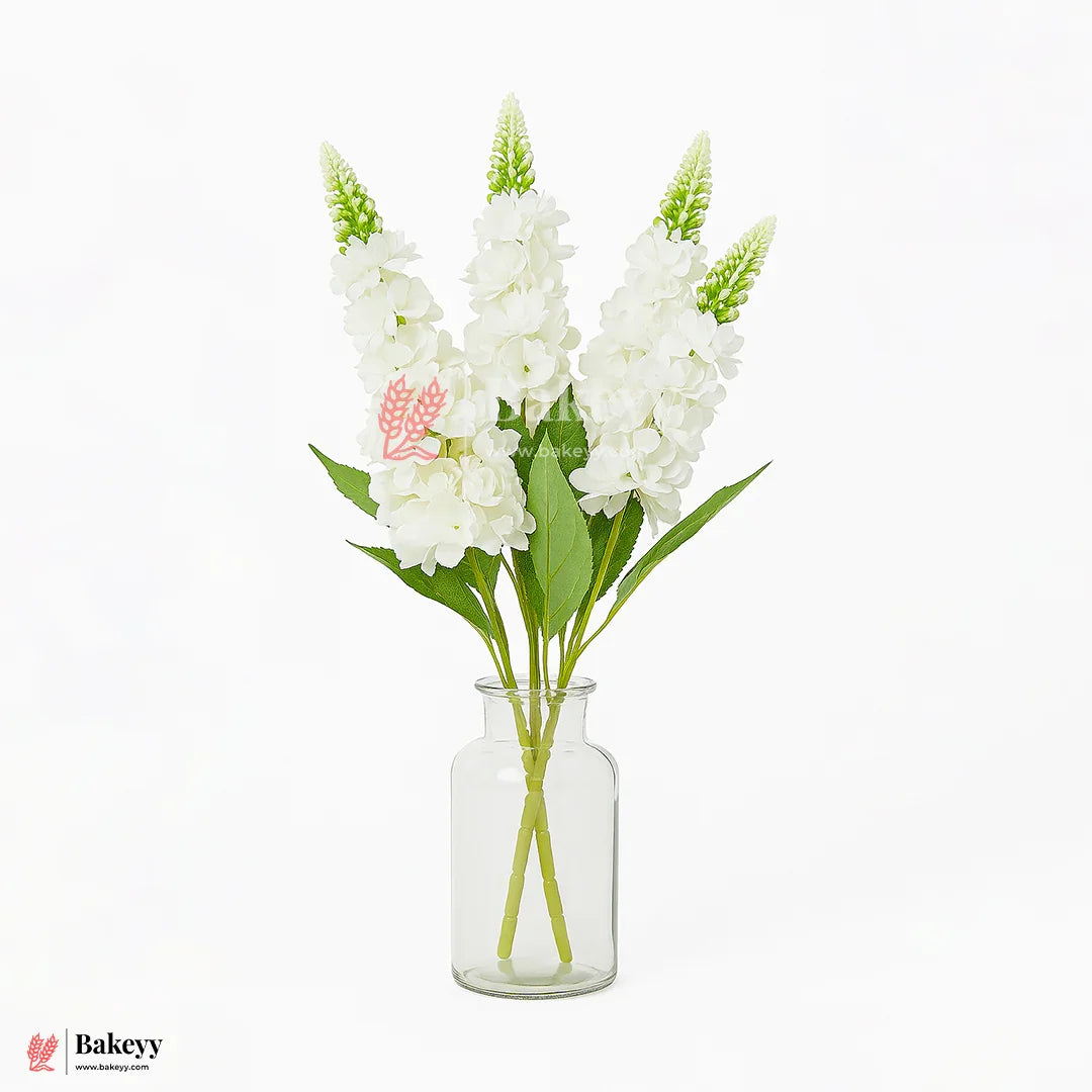 Artificial Delphinium Flower Bunch – 60cm |  White | Decorative Stick for Home & Events | Pack Of 1