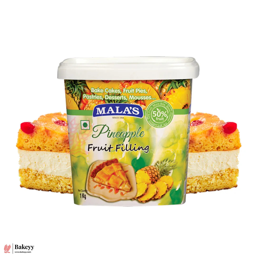 Mala’s Pinapple Fruit Filling – 1kg | 50% Real Fruit | Dessert & Bakery Use