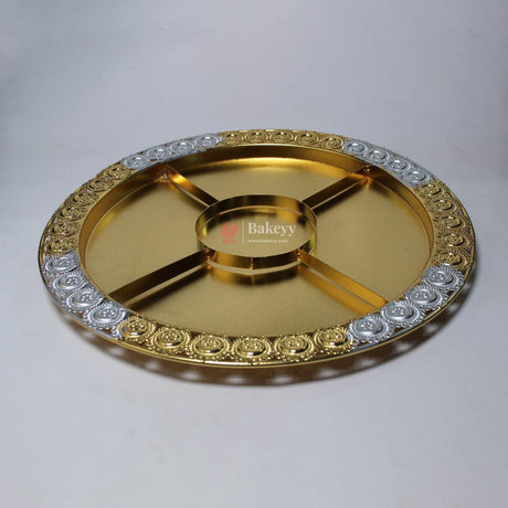 Premium Decorative Dry Fruit Tray – Elegant & Spacious Design |Luxurious Gold-Plated Round Serving Tray with 5-Part Sections - Bakeyy.com - India - Premium Decorative Dry Fruit Tray – Elegant & Spacious Design |Luxurious Gold-Plated Round Serving Tray with 5-Part Sections - Default Title