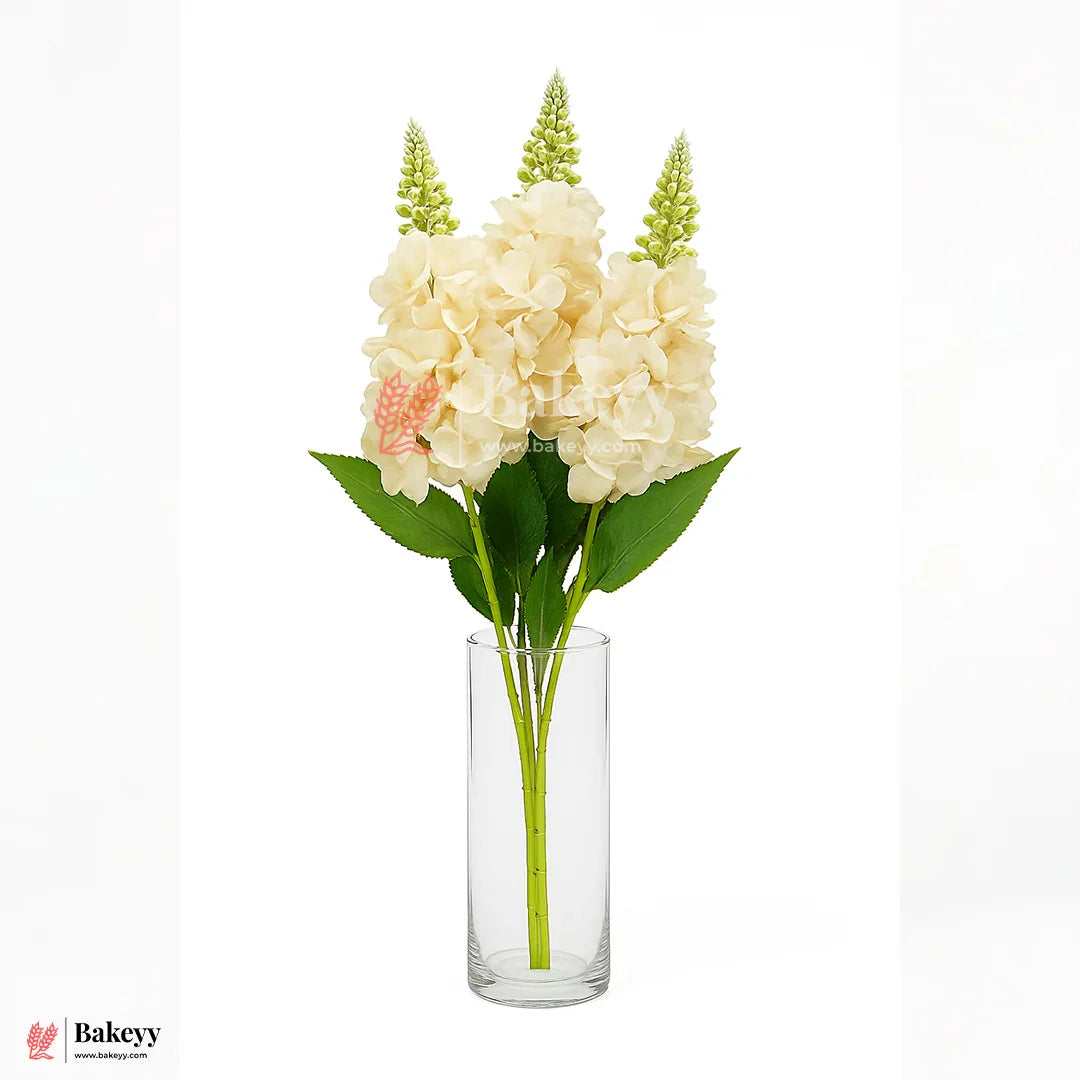 Artificial Delphinium Flower Bunch – 60cm |  Light Cream | Decorative Stick for Home & Events | Pack Of 1