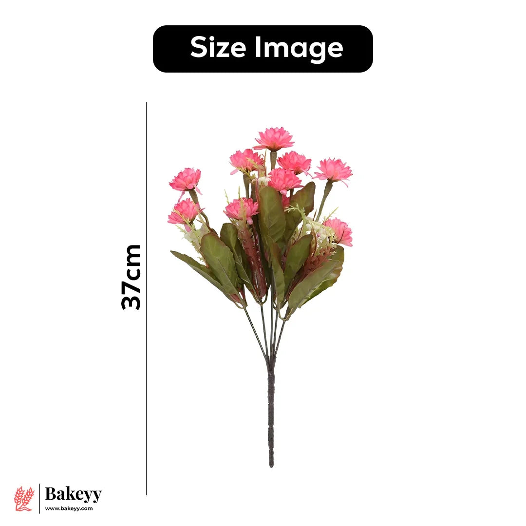 Artificial Chrysanthemum Flower Bunch – 37cm | Coral Red | Decorative Stick for Home & Events | Pack Of 1