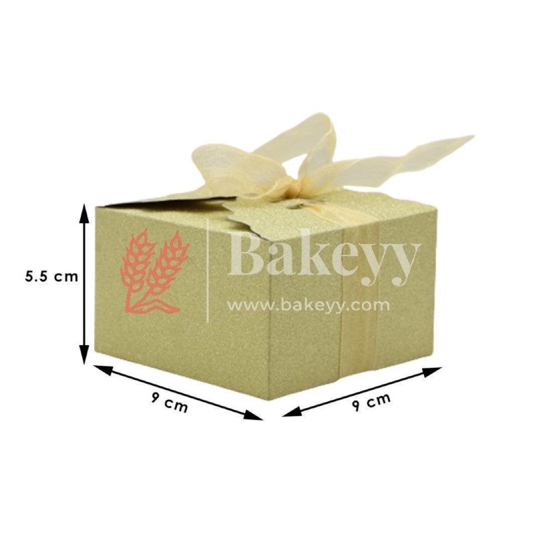 Gold Gift Box for Presents, 10 Pack Empty Kraft Gift Boxes with Ribbon For Packaging Candy, Cookie, Chocolate | Pack of 10 - Bakeyy.com - India - Gold Gift Box for Presents, 10 Pack Empty Kraft Gift Boxes with Ribbon For Packaging Candy, Cookie, Chocolate | Pack of 10 - Medium (9x9x5.5 cm)
